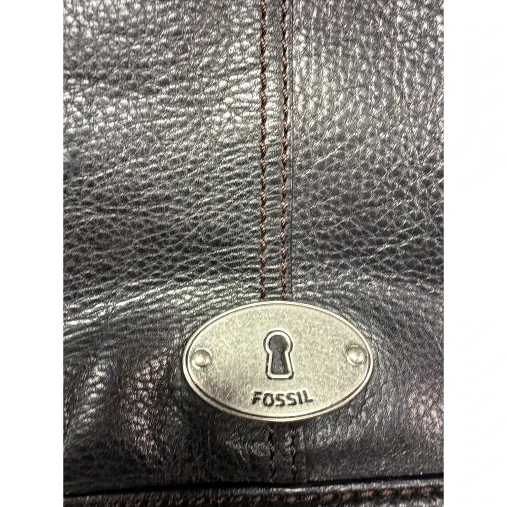 Fossil‎ Maddox Black Pebbled Leather Zipper Closure Bucket Crossbody Purse Bag